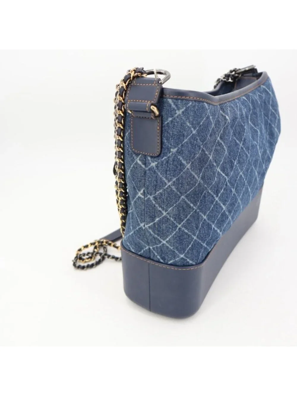 Chanel Gabriel Denim Xleather Chain Shoulder Bag Blue Gold
